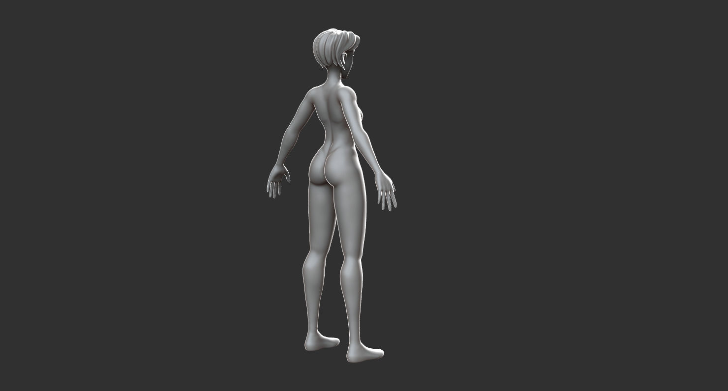 Girl Boxer - basemesh high-poly sculpt 3D model_5
