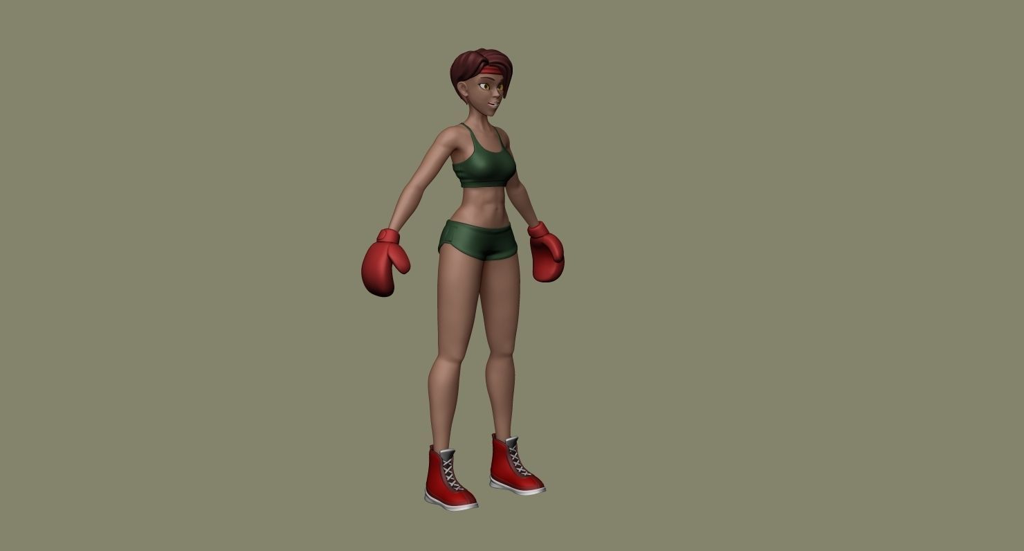 Girl Boxer - basemesh high-poly sculpt 3D model_11