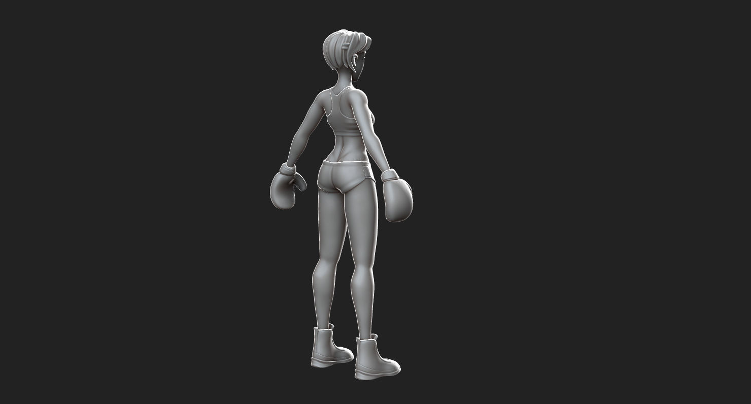 Girl Boxer - basemesh high-poly sculpt 3D model_3