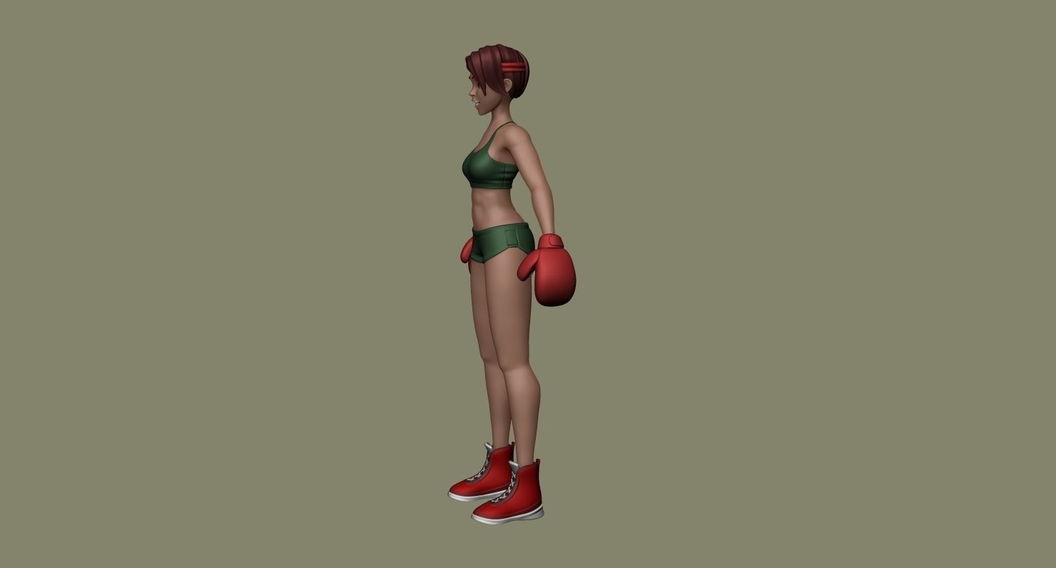Girl Boxer - basemesh high-poly sculpt 3D model_6