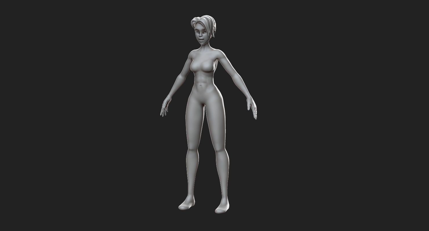 Girl Boxer - basemesh high-poly sculpt 3D model_4