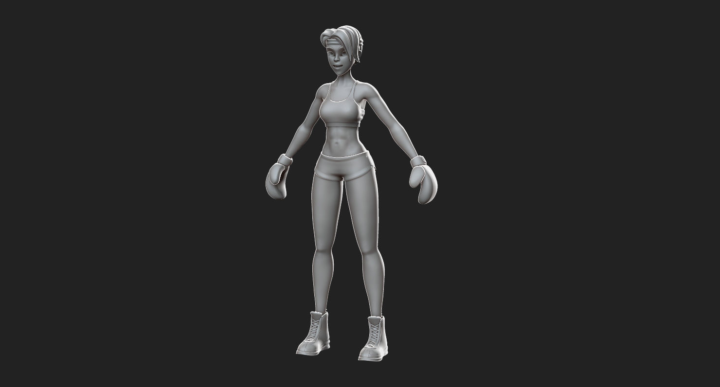 Girl Boxer - basemesh high-poly sculpt 3D model_2