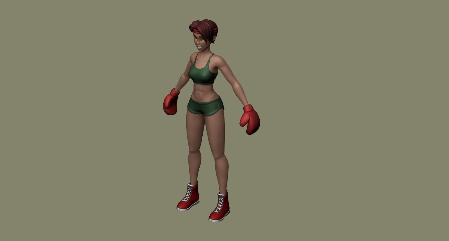 Girl Boxer - basemesh high-poly sculpt 3D model_10