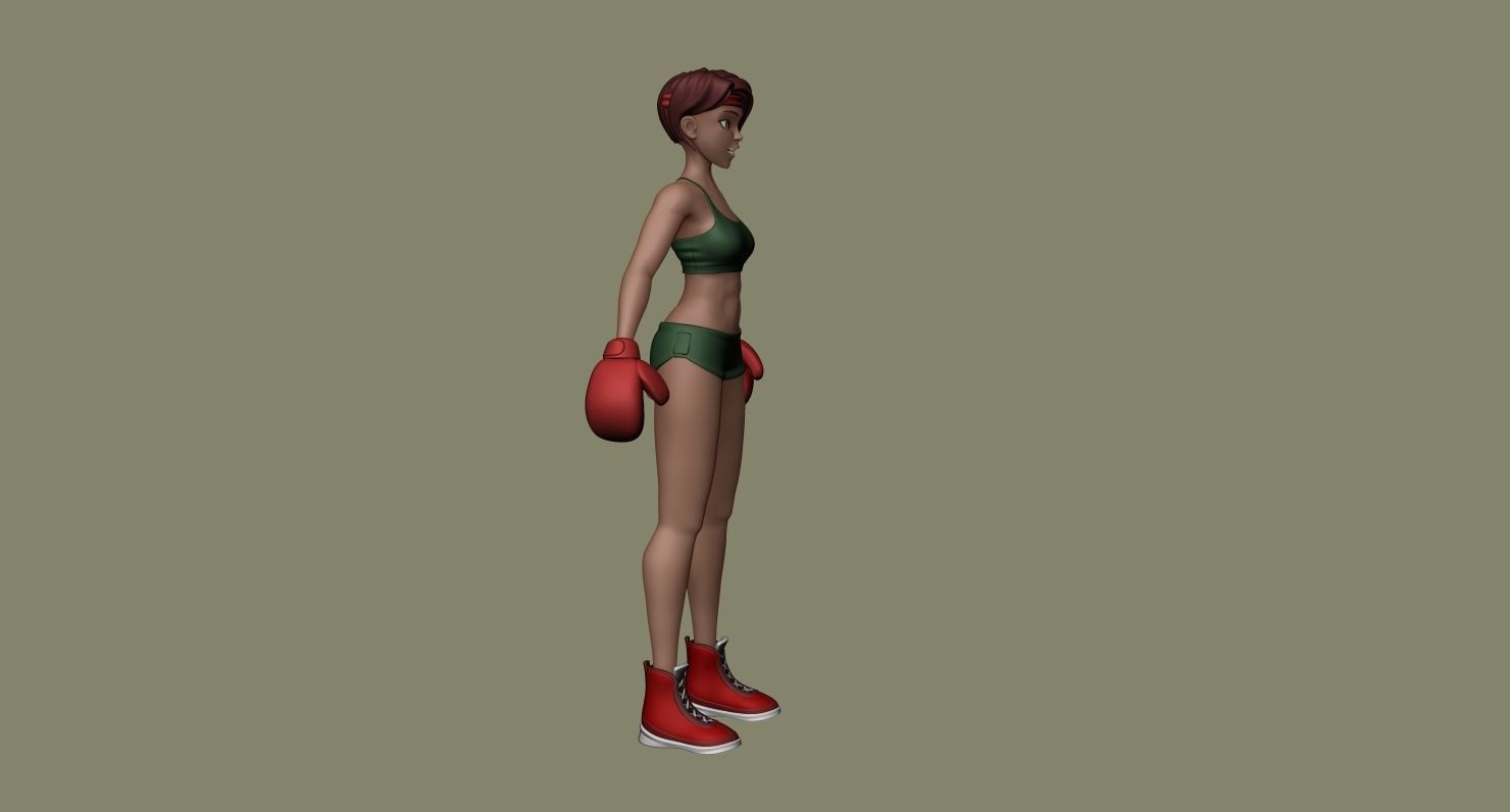 Girl Boxer - basemesh high-poly sculpt 3D model_8