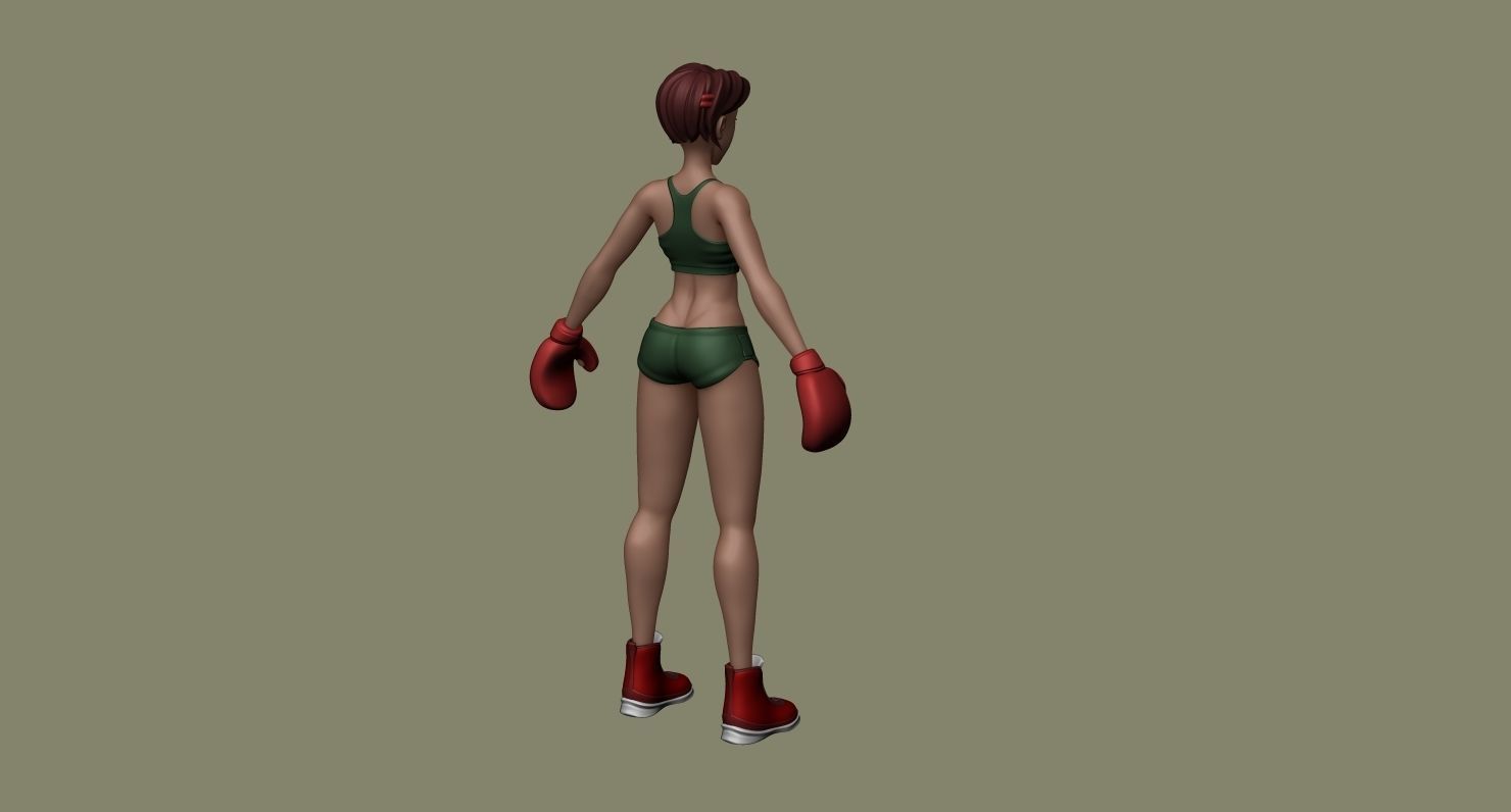 Girl Boxer - basemesh high-poly sculpt 3D model_7