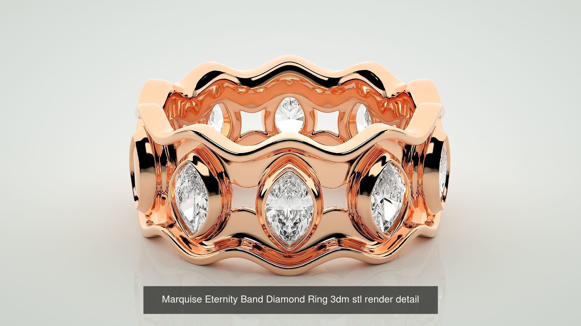 24 Marquise-Diamonds High Jewelry Cocktail Ring 3dm stl renders 3D Model Collection_3
