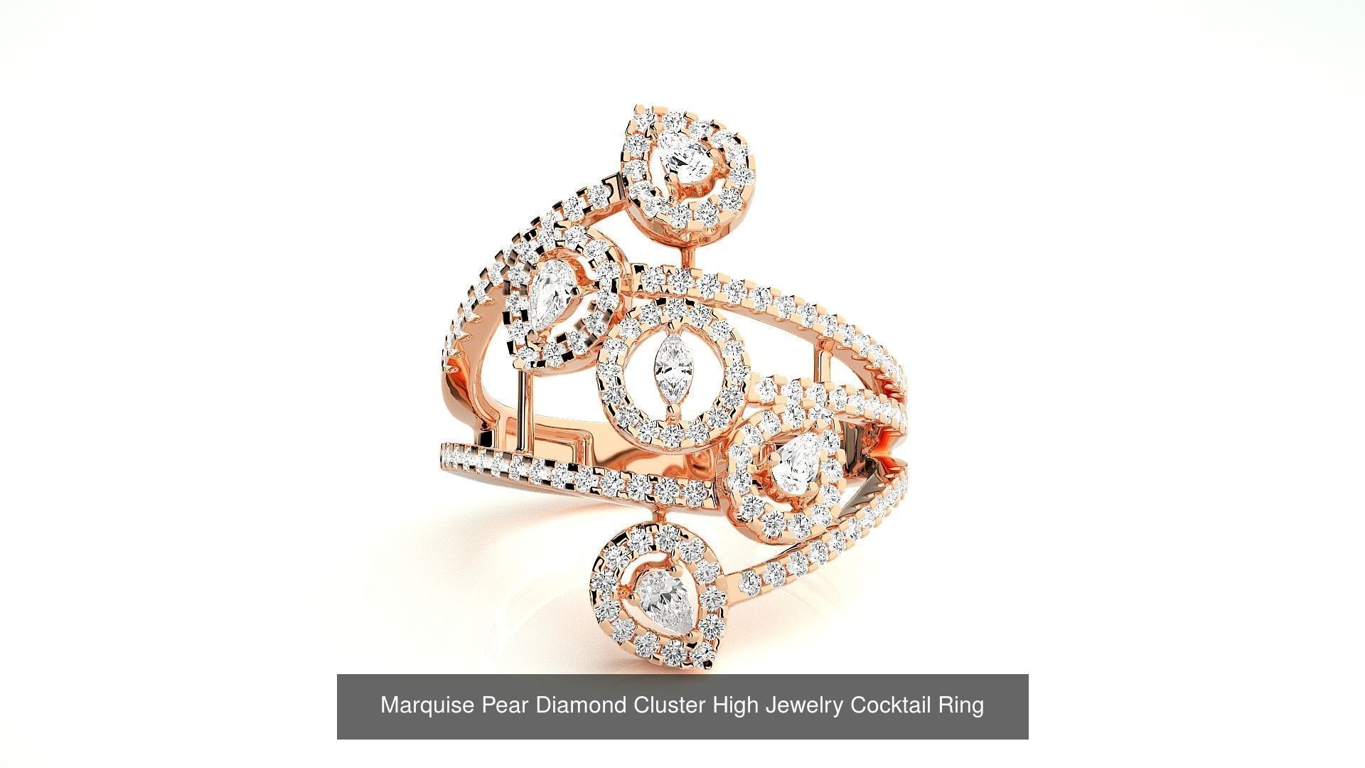 24 Marquise-Diamonds High Jewelry Cocktail Ring 3dm stl renders 3D Model Collection_6