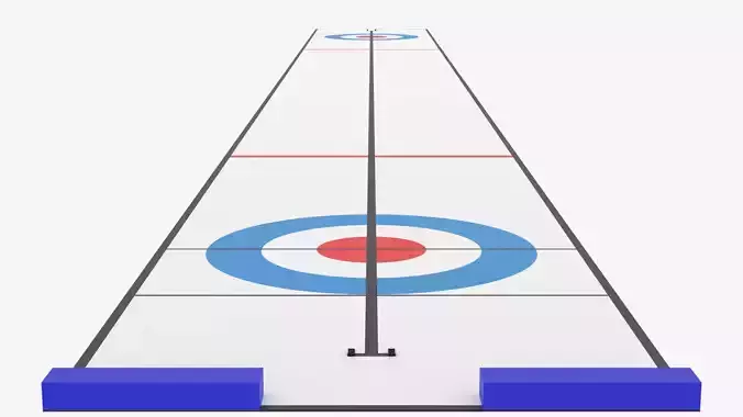 Cartoon Curling Rink 1 Line Low-poly 3D model
