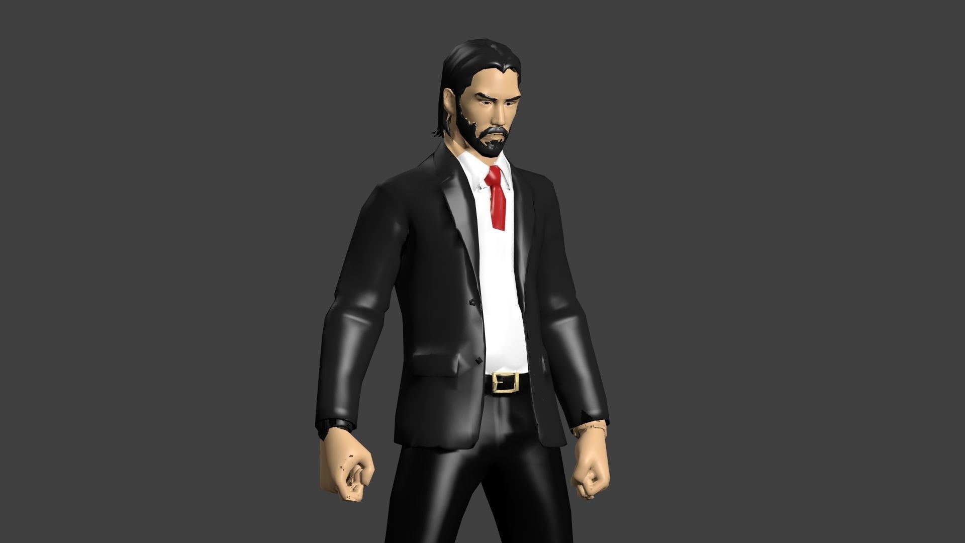 John Wrick Low-poly 3D model_2