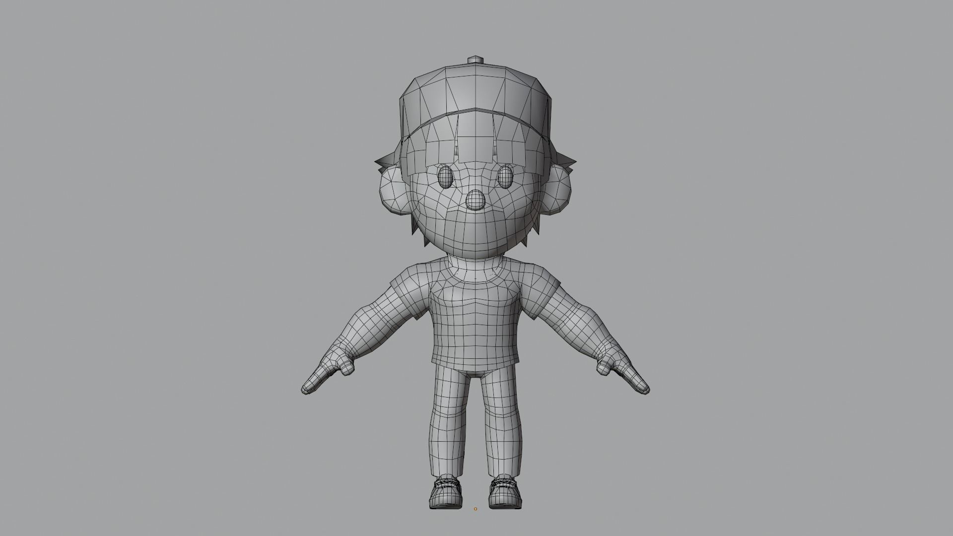 Boy Low Poly cartoon character wearing cap Low-poly 3D model_17