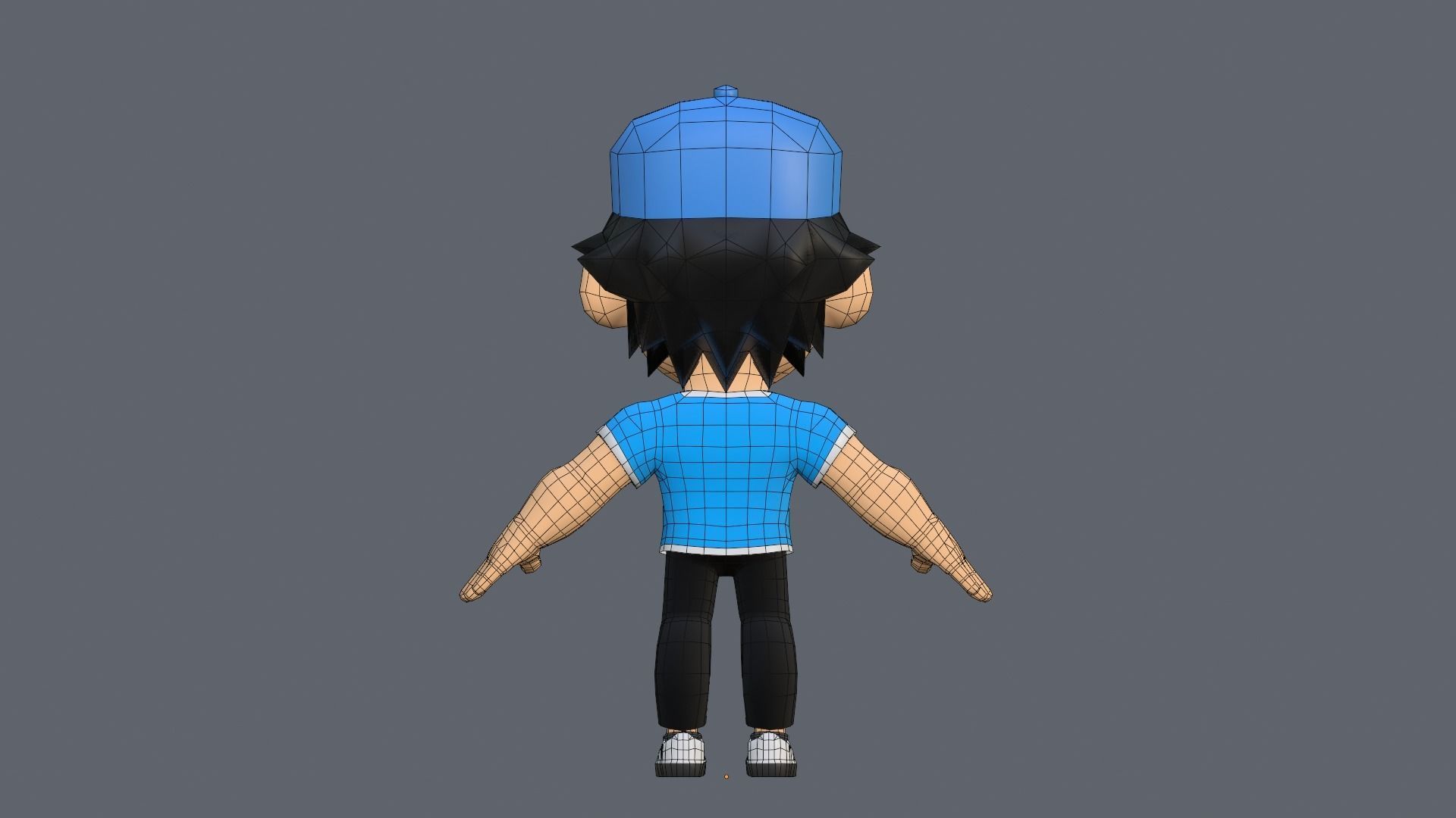 Boy Low Poly cartoon character wearing cap Low-poly 3D model_23