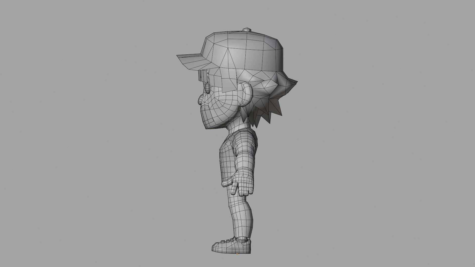 Boy Low Poly cartoon character wearing cap Low-poly 3D model_20