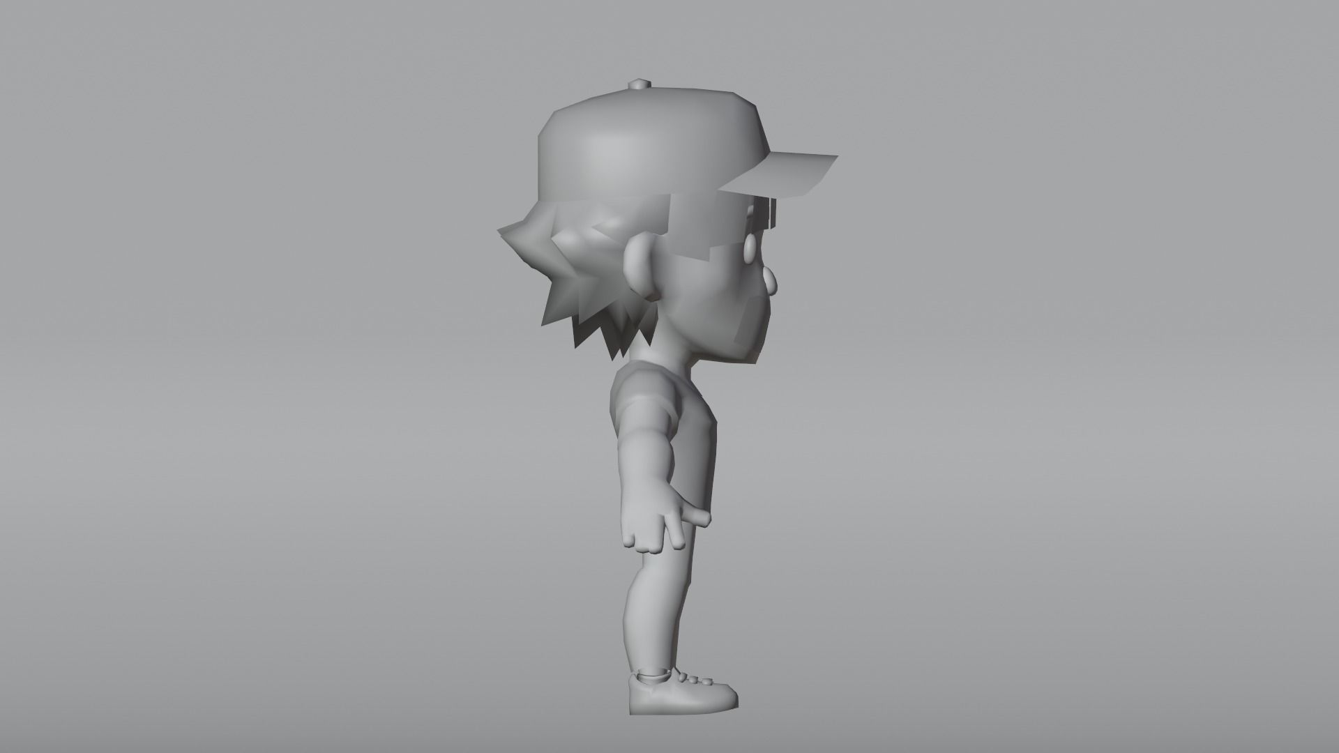 Boy Low Poly cartoon character wearing cap Low-poly 3D model_14