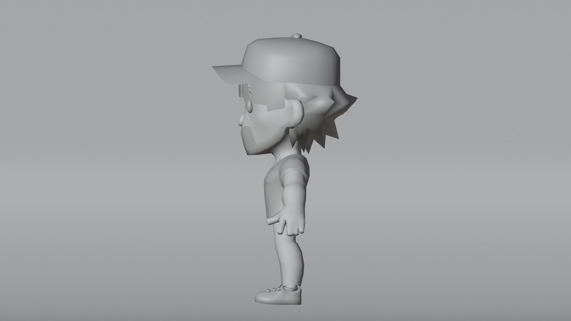 Boy Low Poly cartoon character wearing cap Low-poly 3D model_16