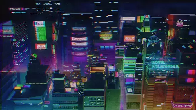 Stylized City Sky View - Low poly modular city Low-poly 3D model