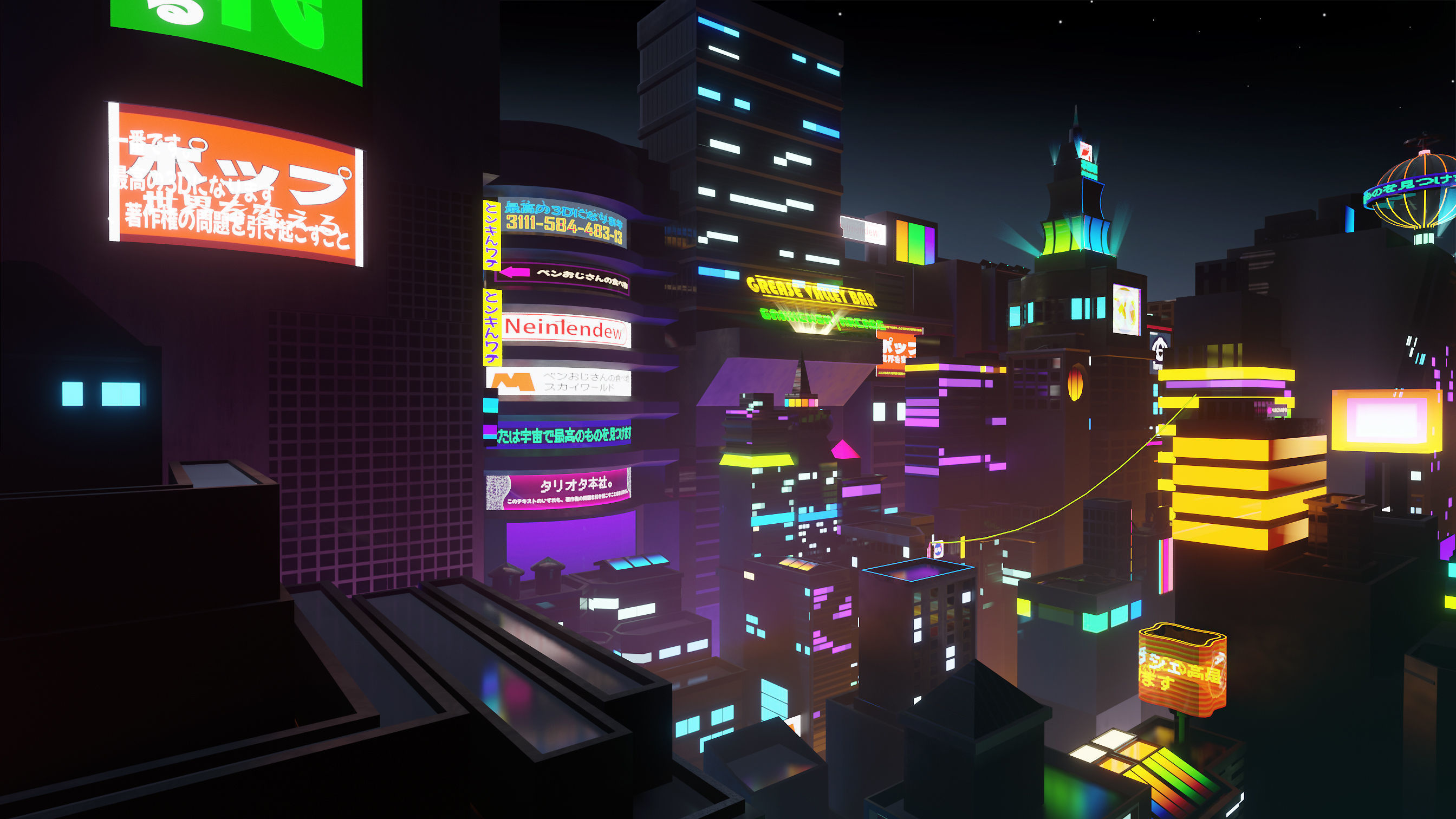Stylized City Sky View - Low poly modular city Low-poly 3D model_4