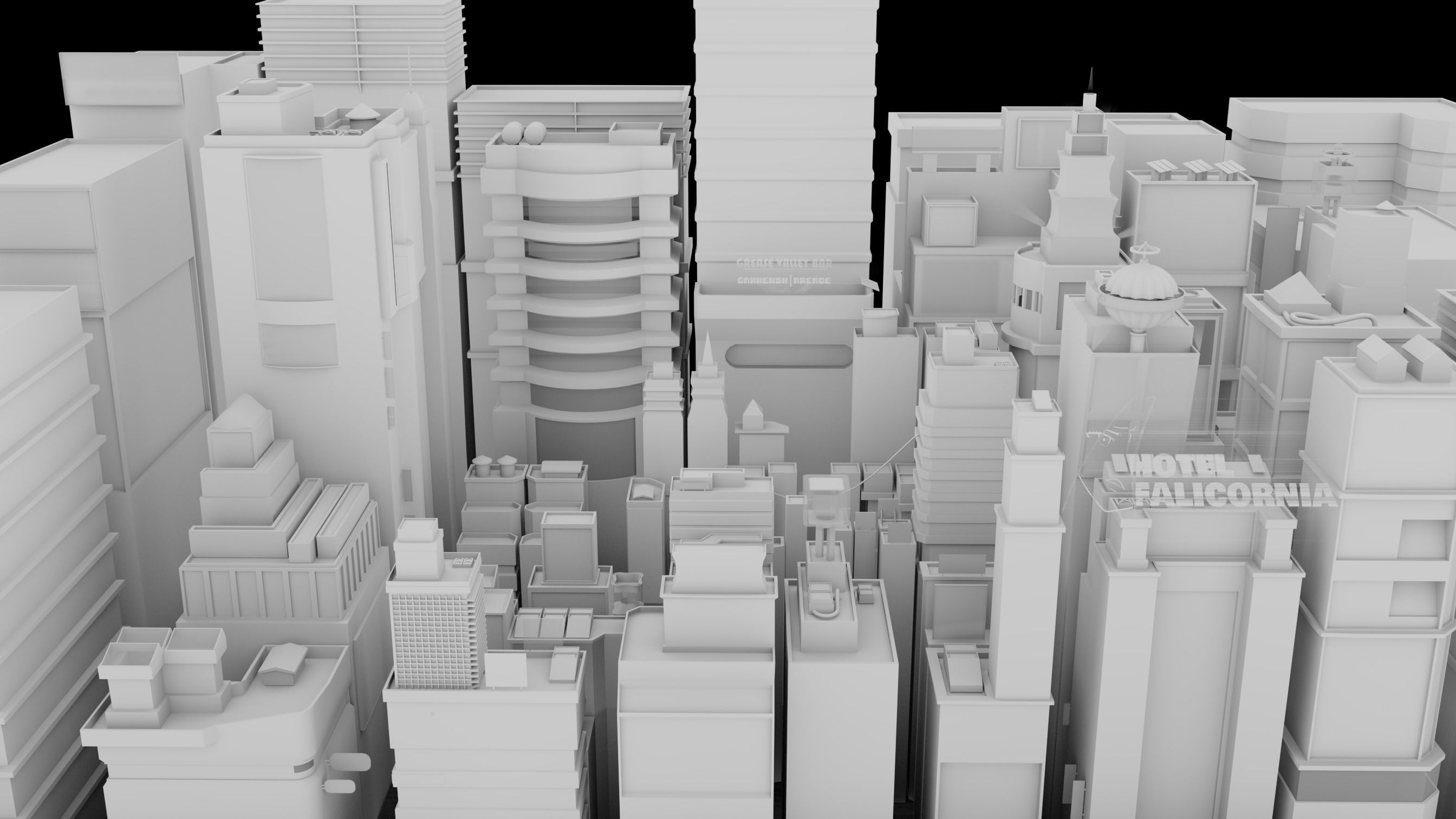 Stylized City Sky View - Low poly modular city Low-poly 3D model_3