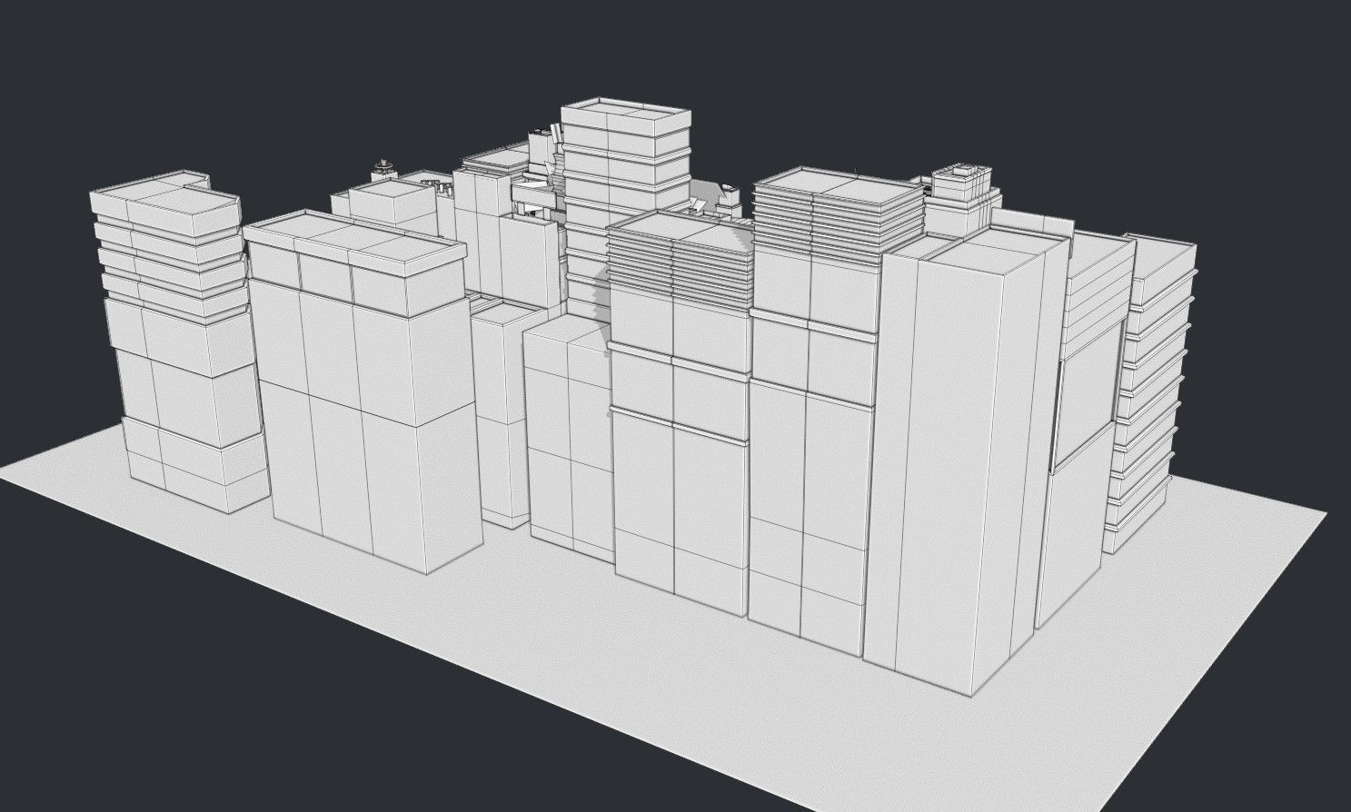 Stylized City Sky View - Low poly modular city Low-poly 3D model_17