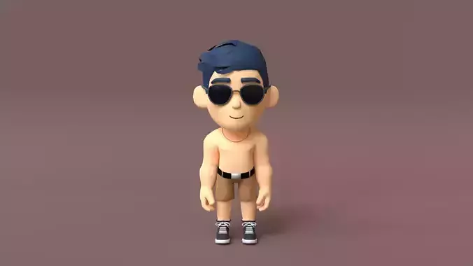 Gangsta low Poly boy in underwear