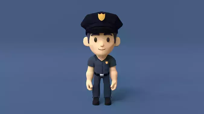 Police Low Poly cartoon policeman