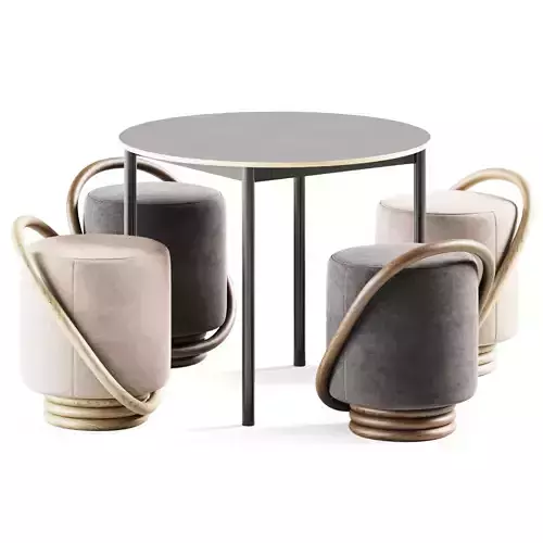 Base Round Table by Muuto and Smile Pouf Porada Milia Shop