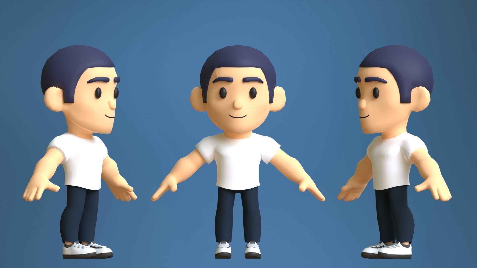 Simple Man Low Poly Low-poly 3D model_2