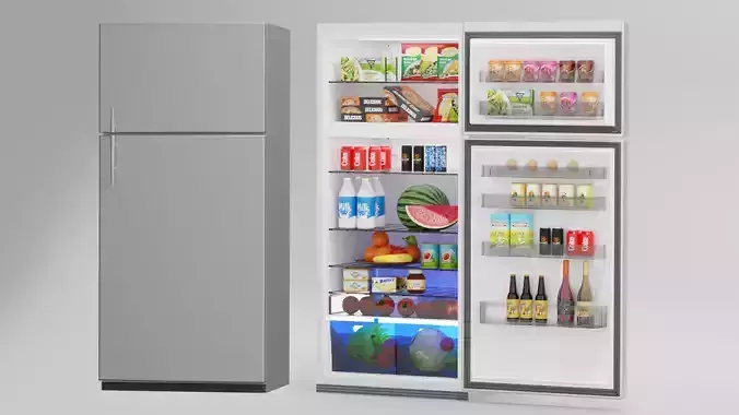 Modern Fridge and Food