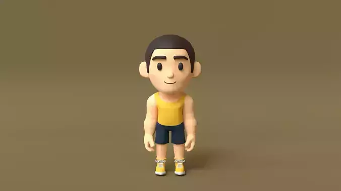 SportMan Low Poly cartoon character