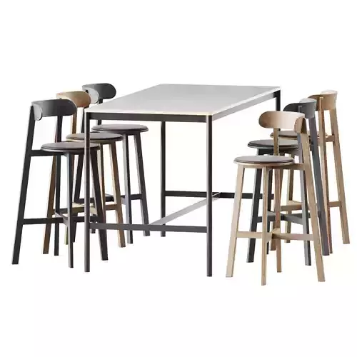 Base Table High Muuto and Roda Bar Stool by Branca Lisboa