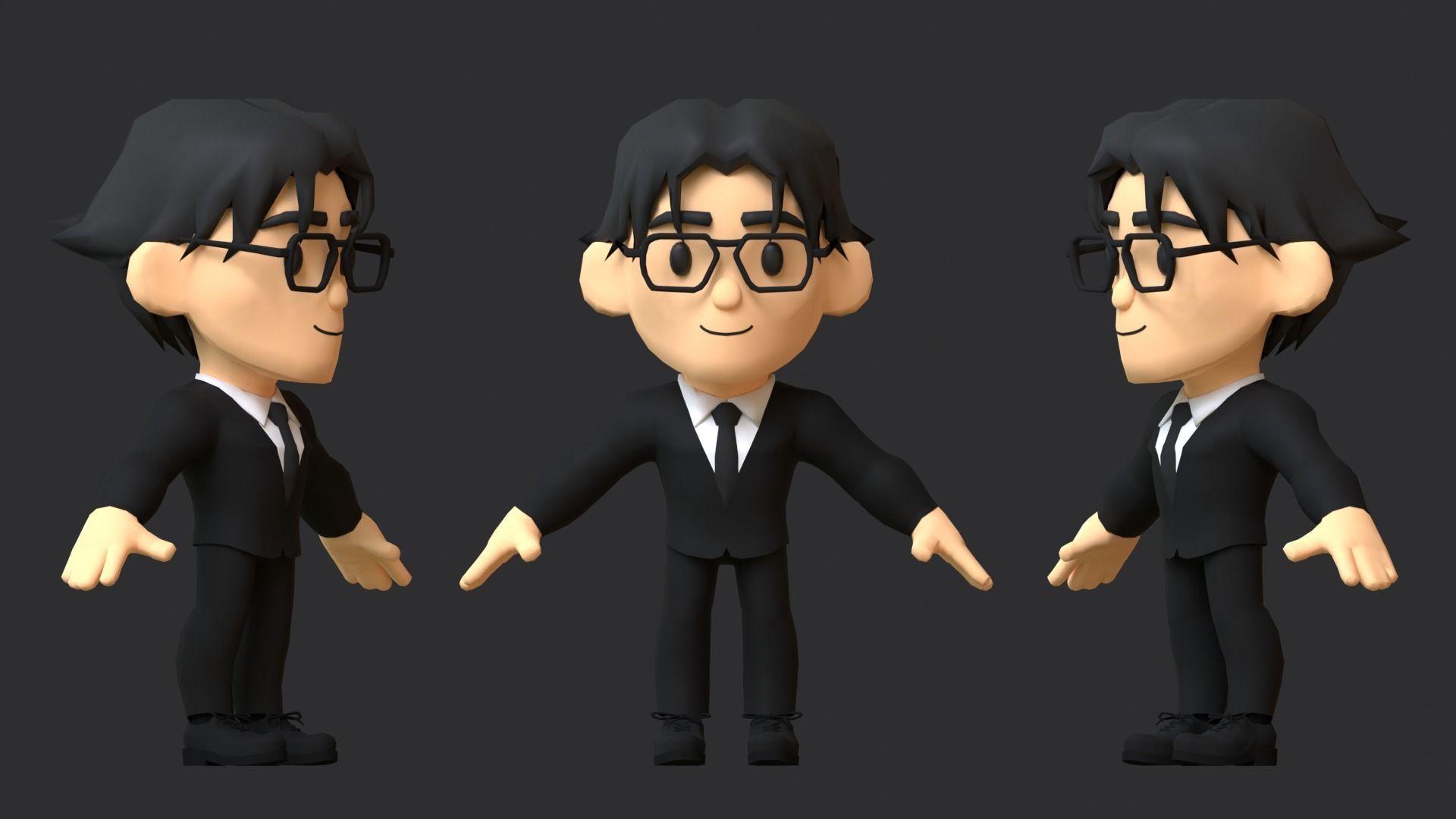 Suit Man Low Poly Low-poly 3D model_2