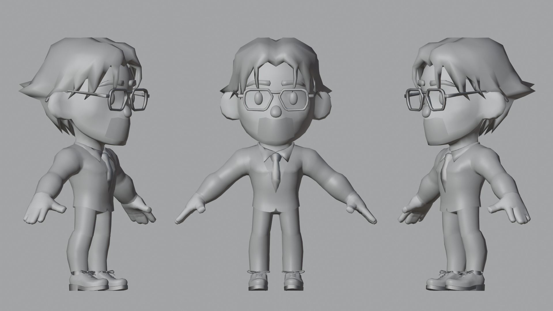 Suit Man Low Poly Low-poly 3D model_4