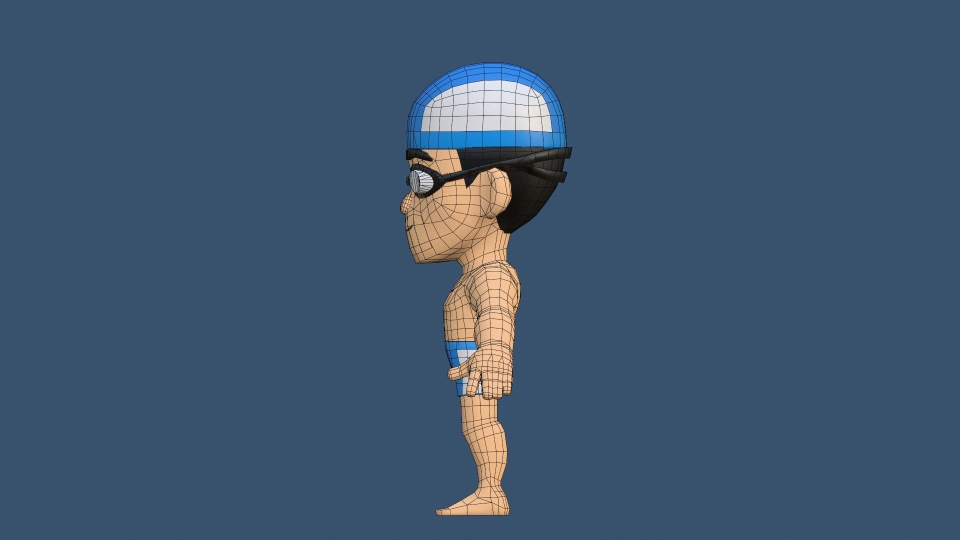 Swimmer Low Poly man wearing swimsuit and hat Low-poly 3D model_24