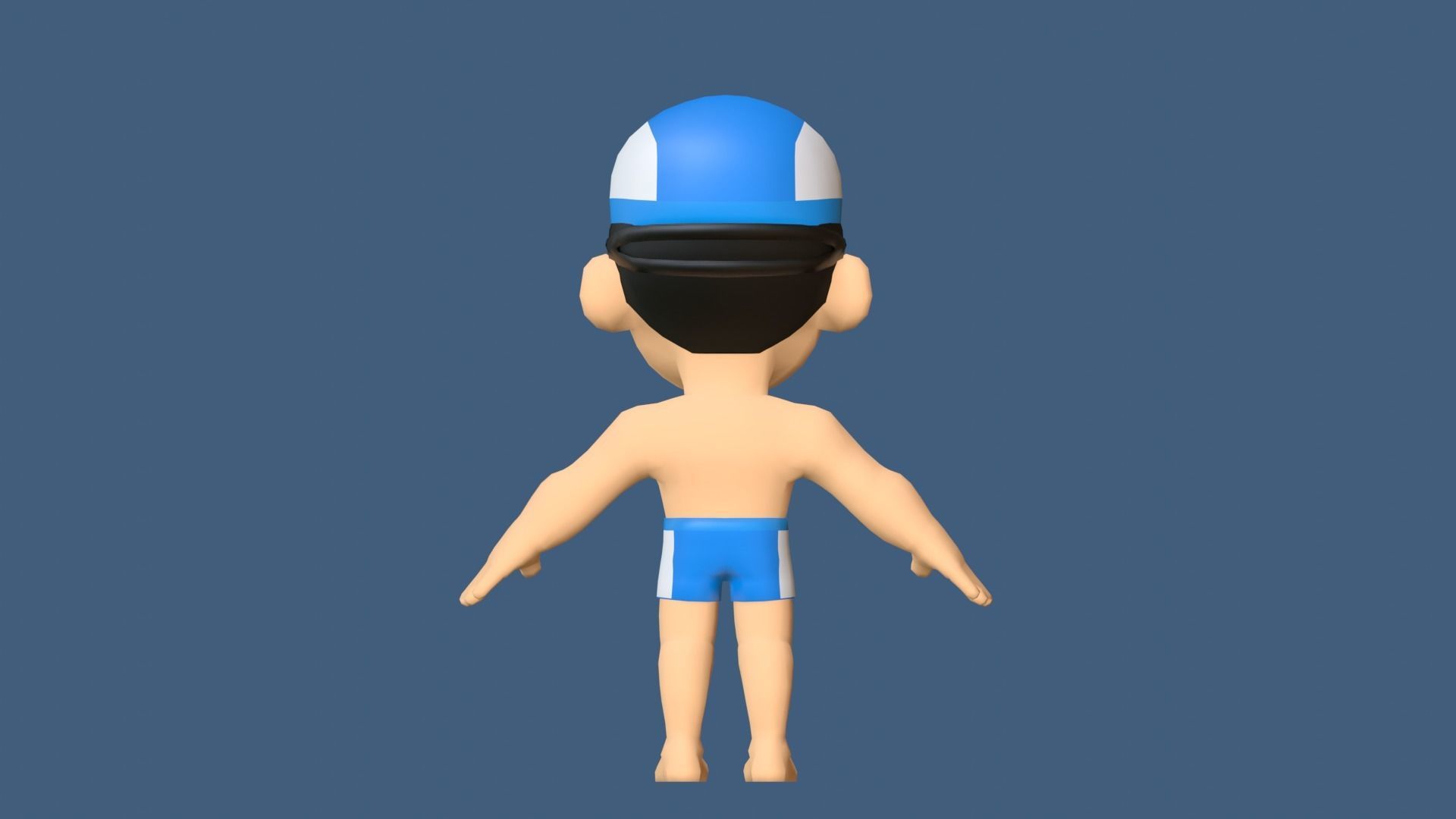 Swimmer Low Poly man wearing swimsuit and hat Low-poly 3D model_11