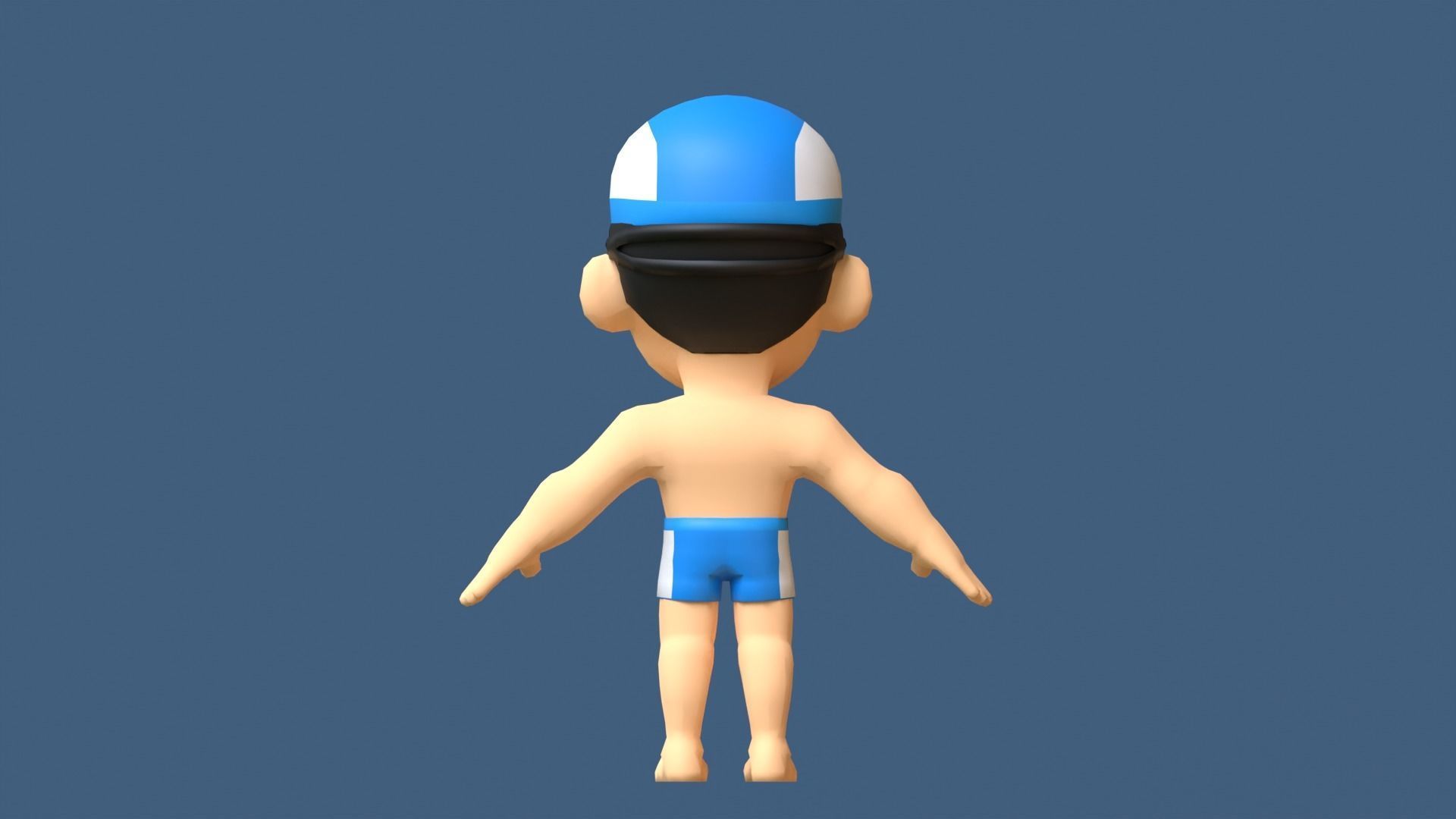 Swimmer Low Poly man wearing swimsuit and hat Low-poly 3D model_7