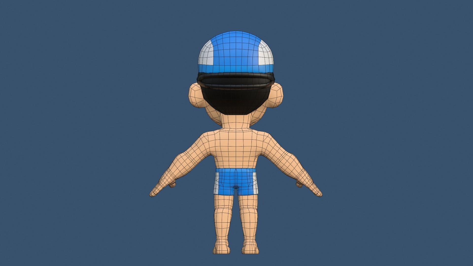 Swimmer Low Poly man wearing swimsuit and hat Low-poly 3D model_23