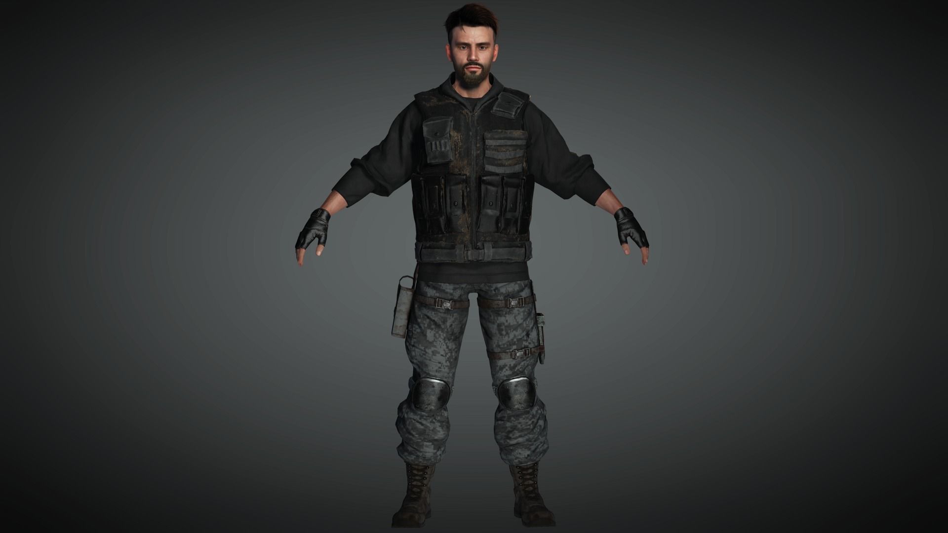 AAA Military Male Character 03 Low-poly 3D model_1