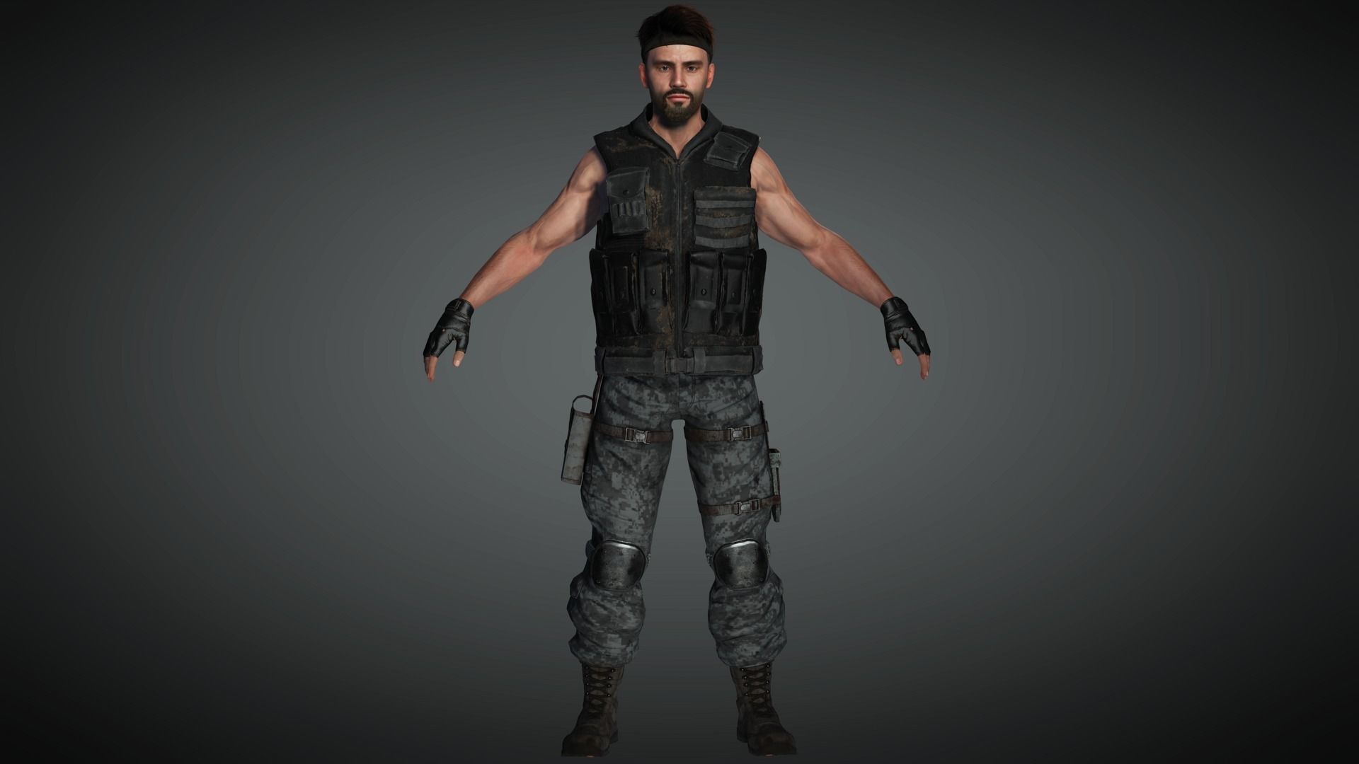 AAA Military Male Character 03 Low-poly 3D model_3