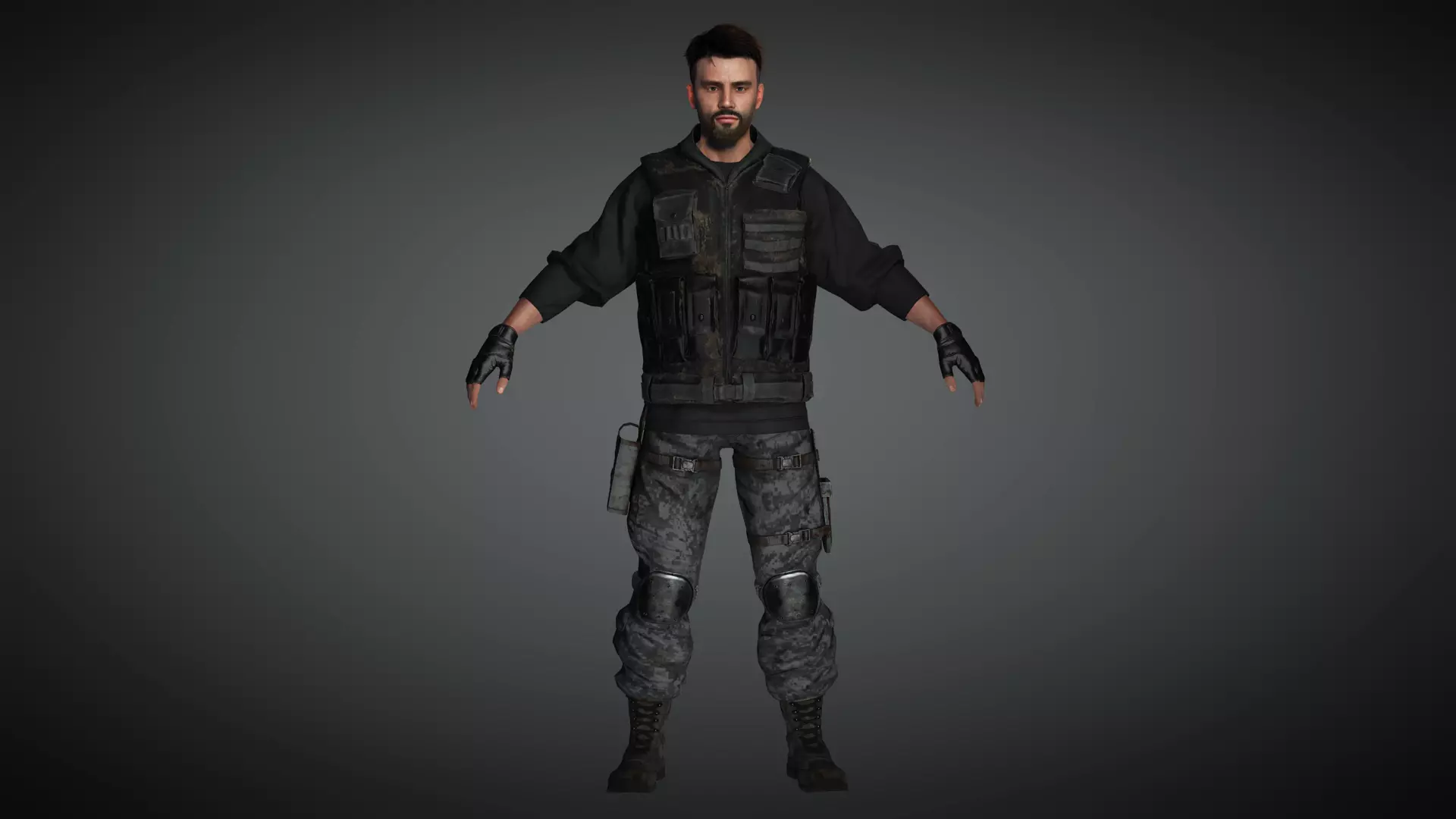 AAA Military Male Character 03 Low-poly 3D model_0