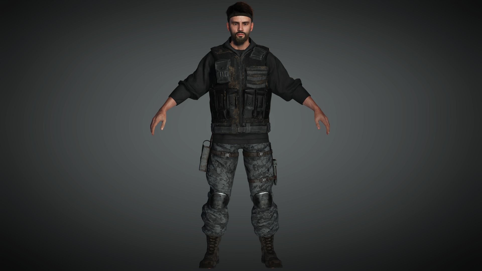 AAA Military Male Character 03 Low-poly 3D model_2