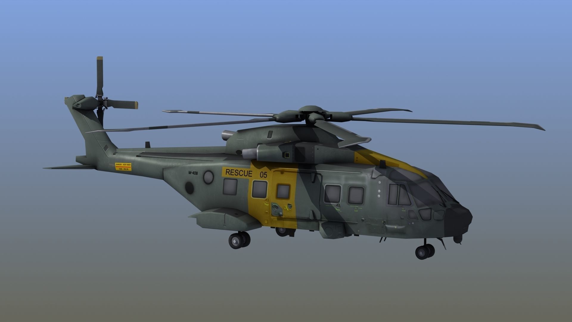 AW101 Merlin Rescue LD1 Low-poly 3D model_8
