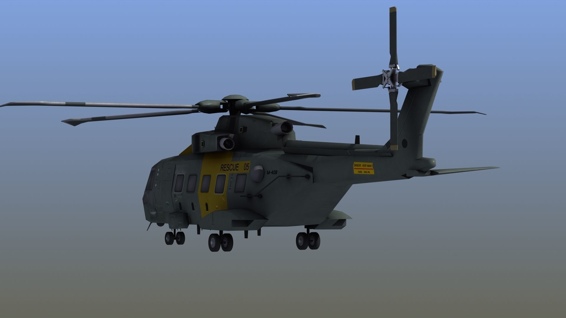 AW101 Merlin Rescue LD1 Low-poly 3D model_4