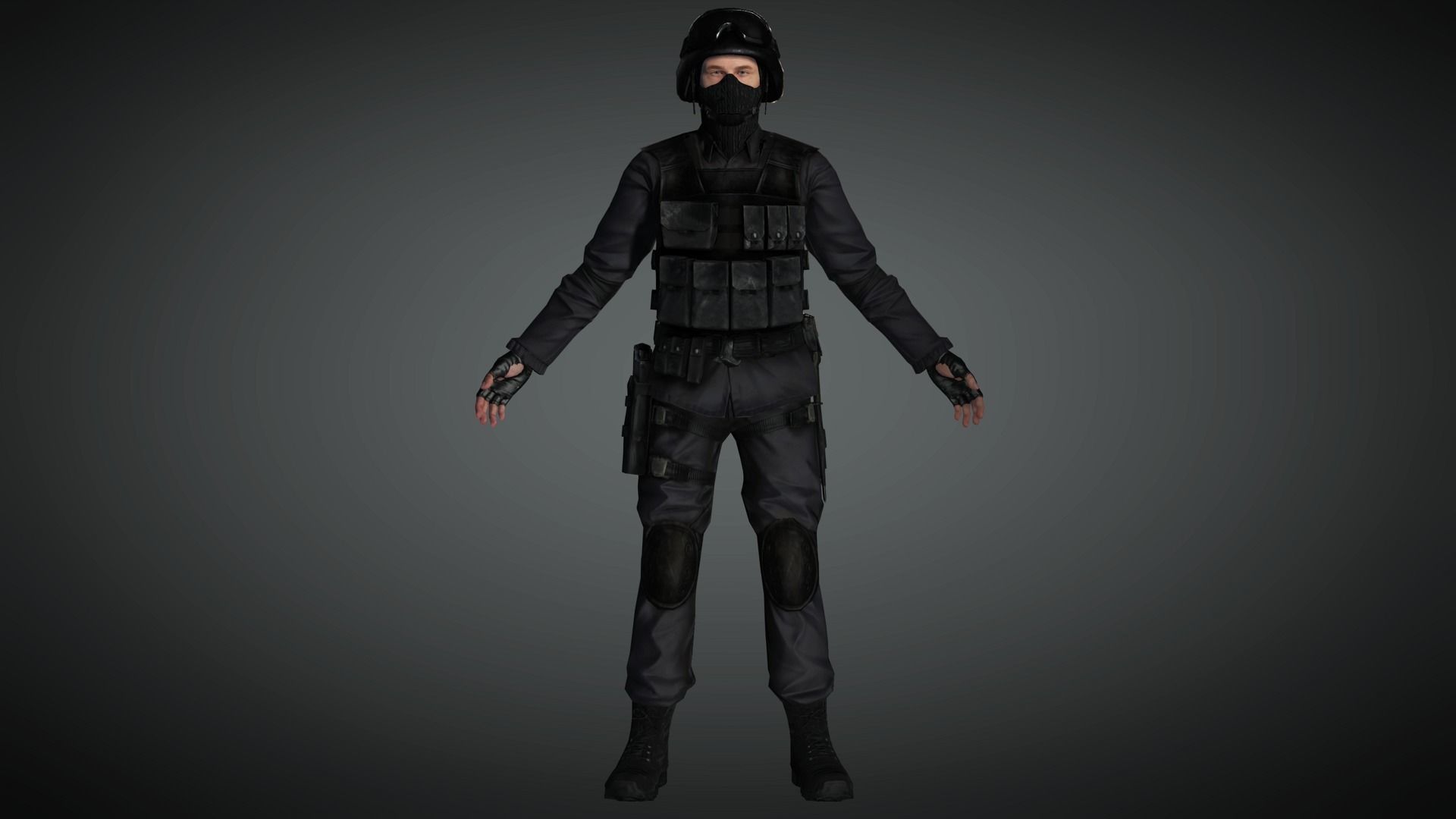 AAA Military Male Character 04 Low-poly 3D model_2