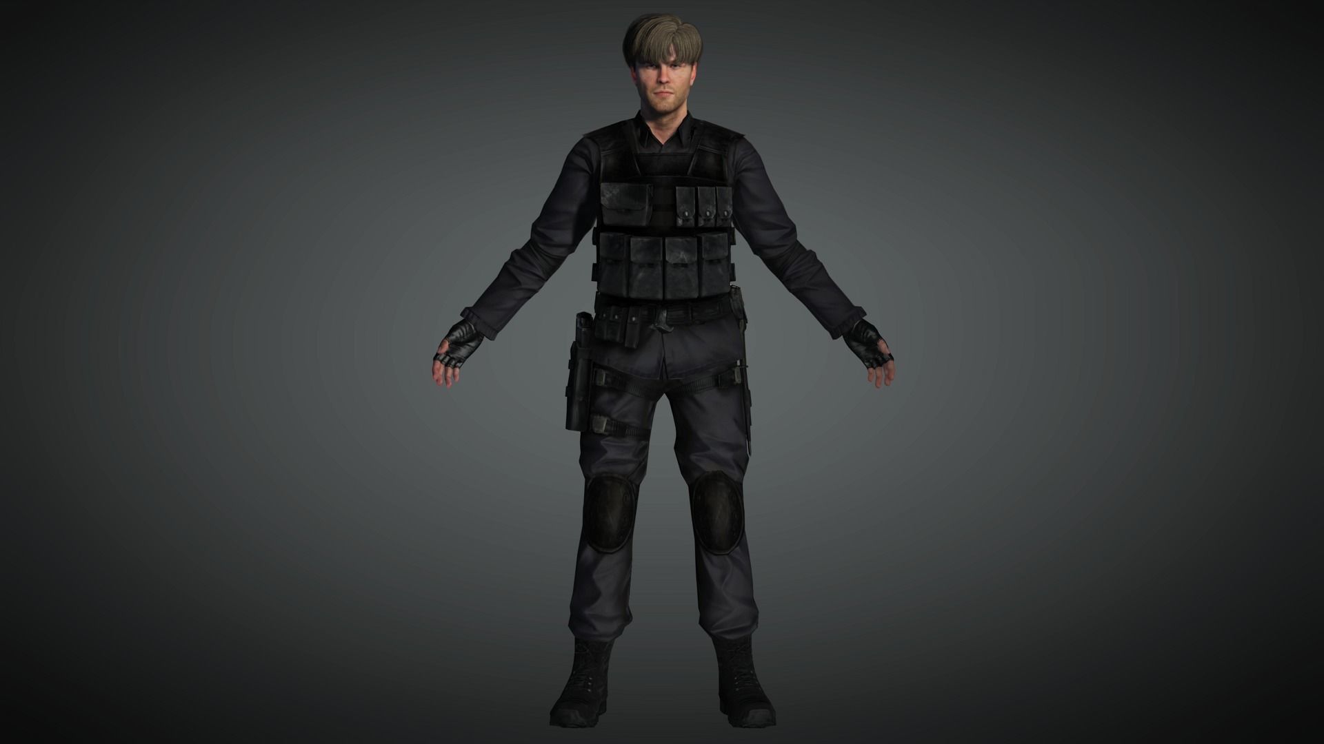 AAA Military Male Character 04 Low-poly 3D model_1