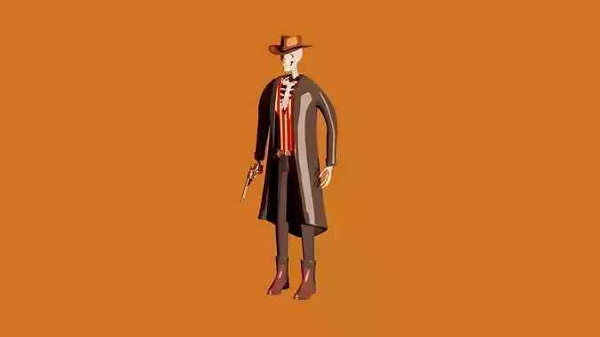 Stylized Gunslinger Character and Stylized Gun Fully Rigged 