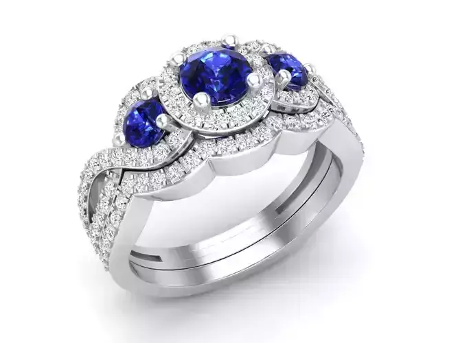 Diamond Ladies Swirl Bridal Set Engagement Ring  3D print model