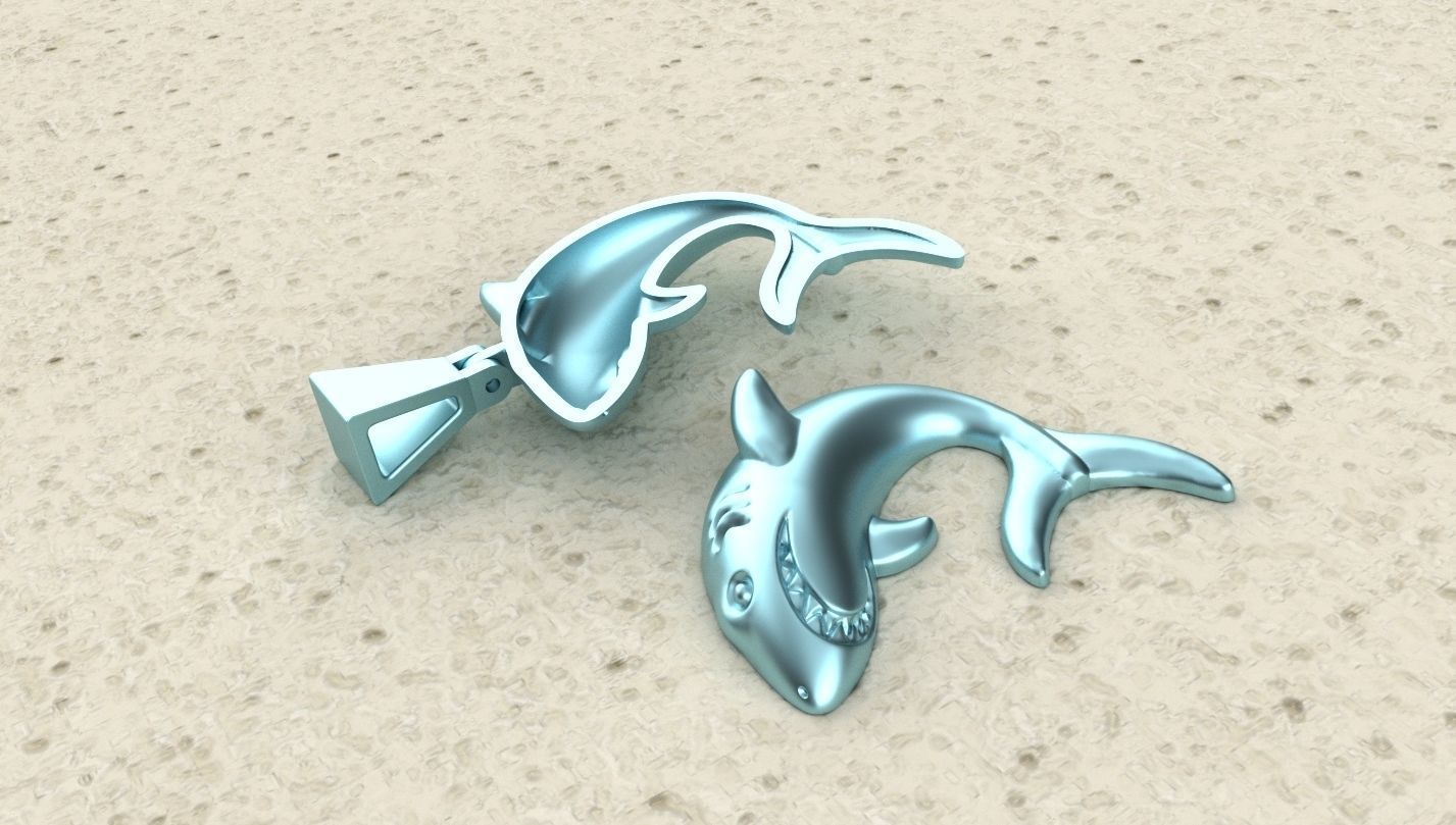 Shark Pendant 3D print model_3
