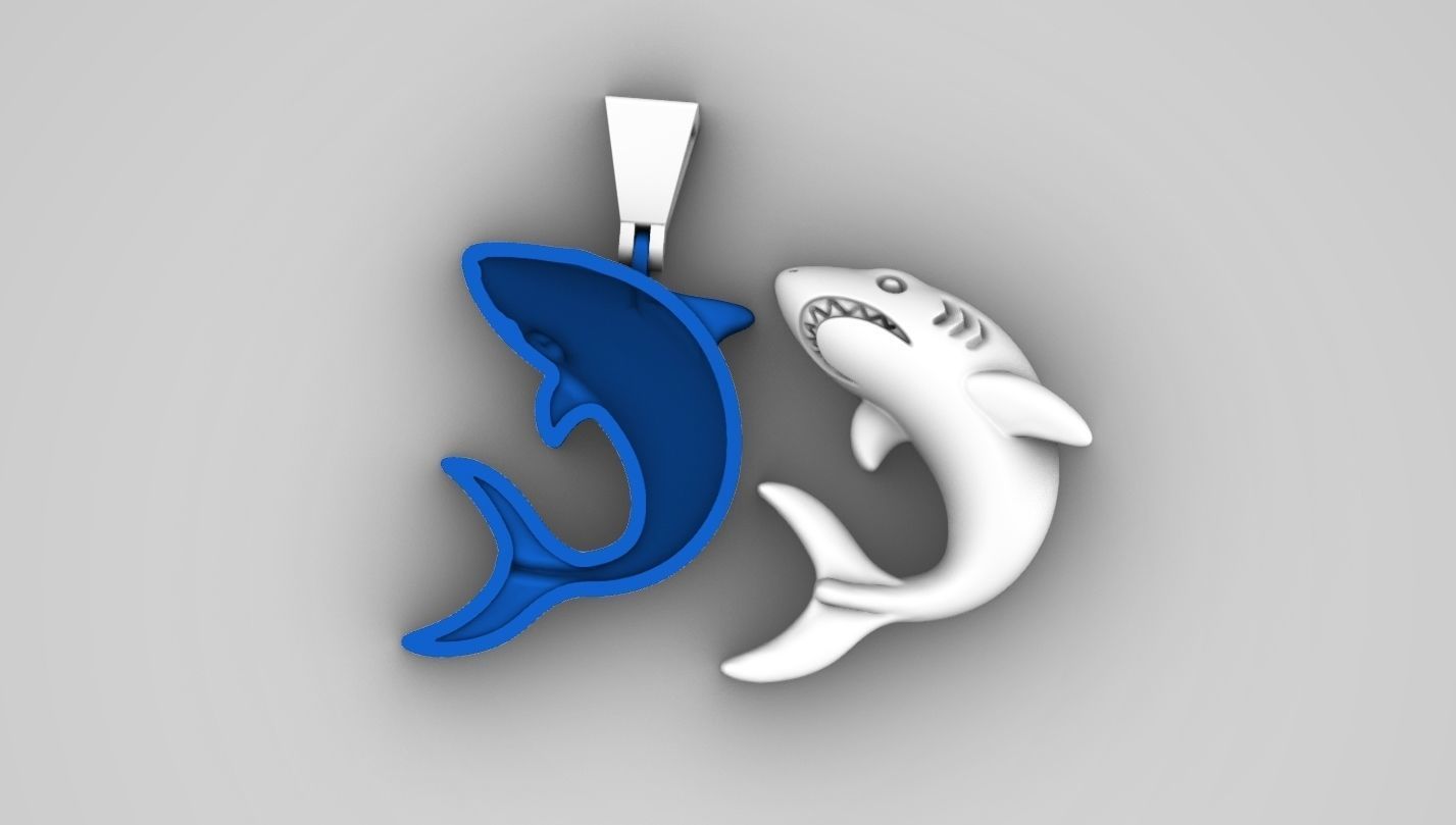 Shark Pendant 3D print model_5