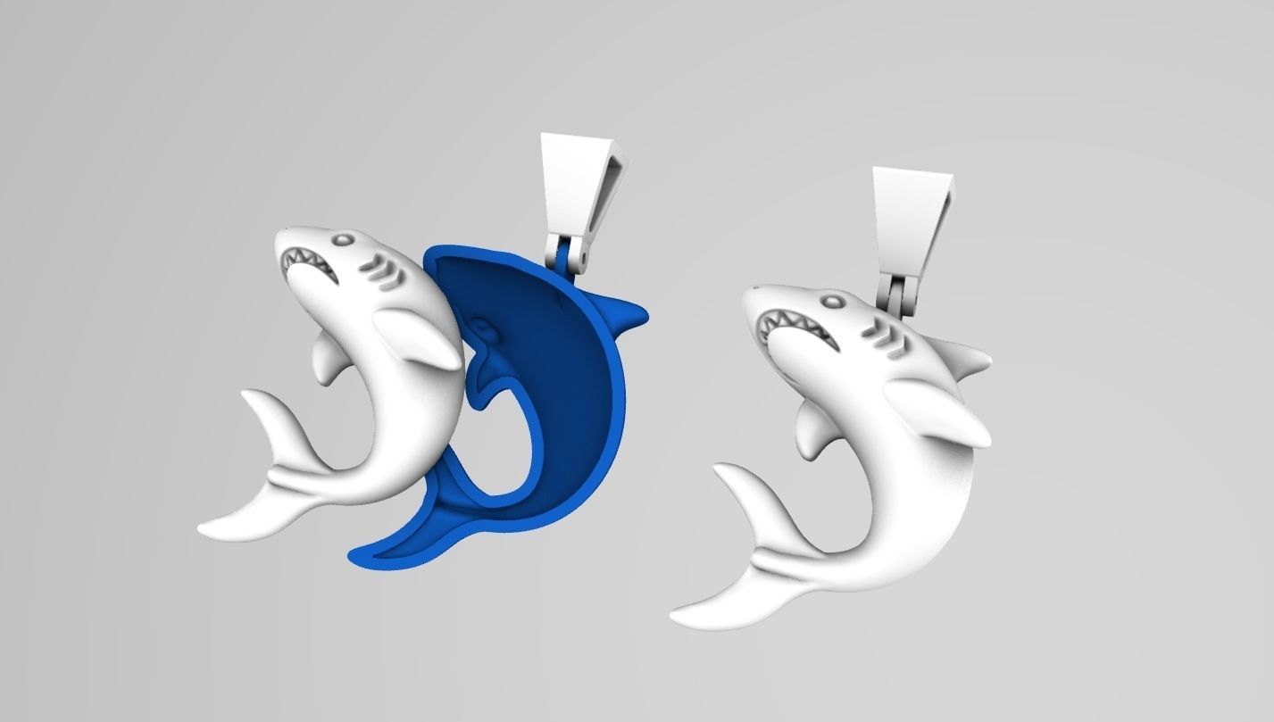 Shark Pendant 3D print model_6