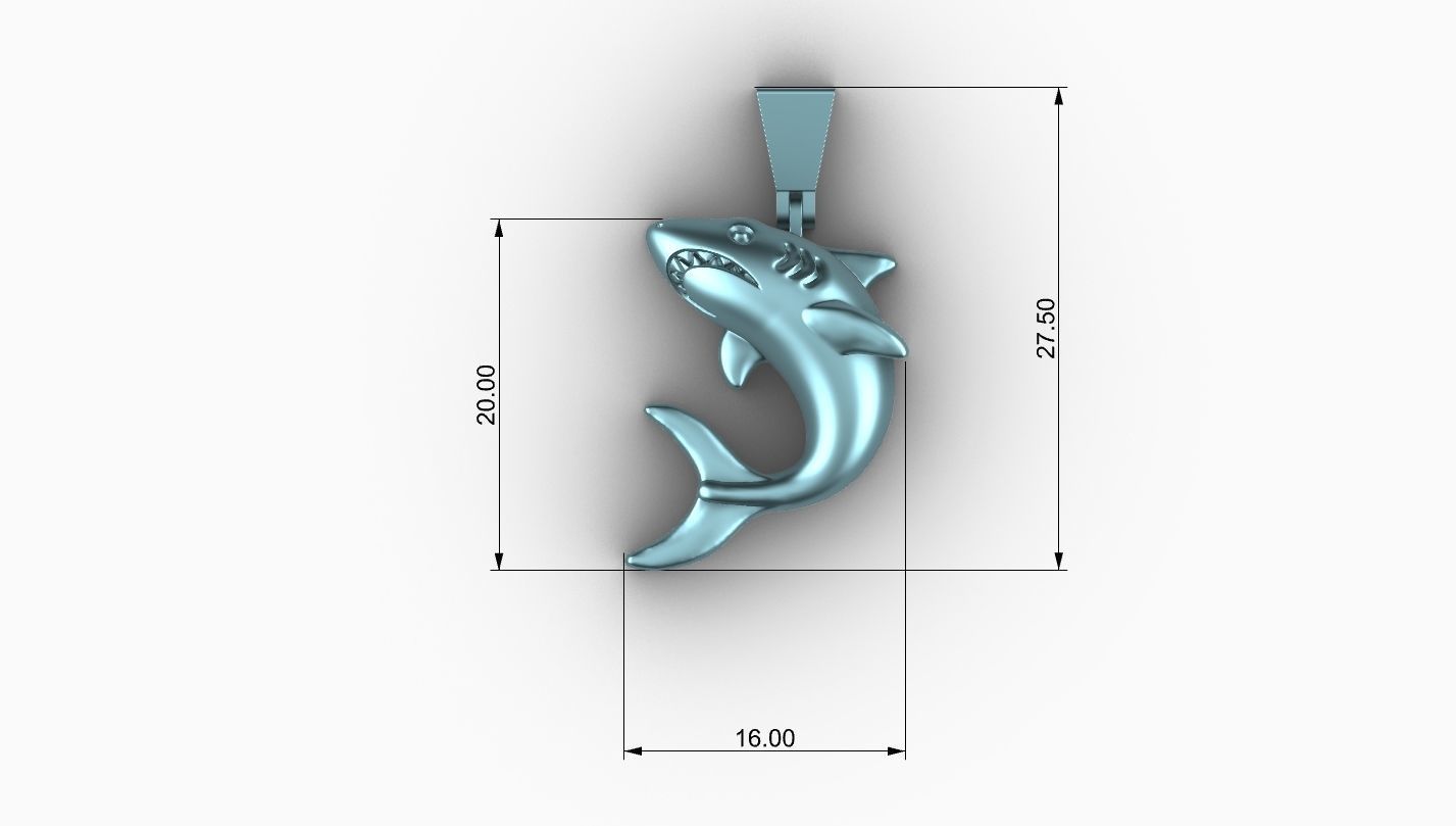Shark Pendant 3D print model_4