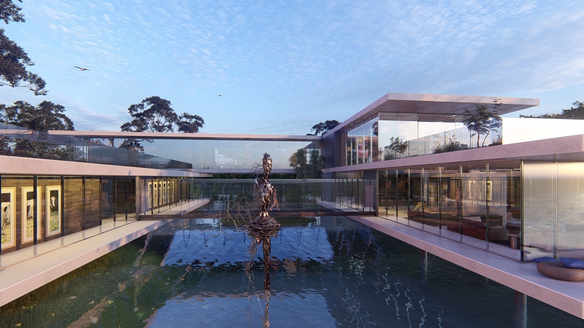 Modern beach villa with interior and 3d grass Revit Lumion 3D model_6